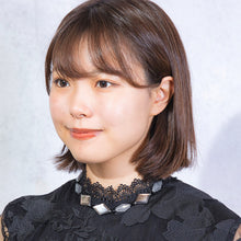 画像をギャラリービューアに読み込む, 黒蝶貝、クラウディアゲート、ブラックアゲートを組み合わせたショートネックレス