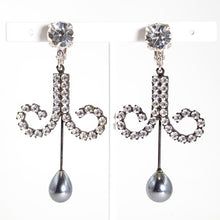 画像をギャラリービューアに読み込む, イヤリング ラインストーン パール クリアカラー グレー 149291