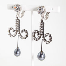 画像をギャラリービューアに読み込む, イヤリング ラインストーン パール クリアカラー グレー 149291