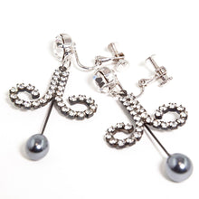 画像をギャラリービューアに読み込む, イヤリング ラインストーン パール クリアカラー グレー 149291