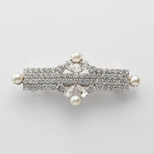 画像をギャラリービューアに読み込む, バレッタ ラインストーン スワロフスキー クリアカラー & パール / グレー
