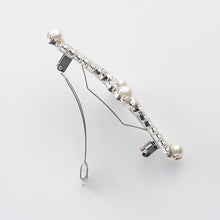 画像をギャラリービューアに読み込む, バレッタ ラインストーン スワロフスキー クリアカラー & パール / グレー