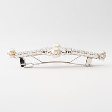 画像をギャラリービューアに読み込む, バレッタ ラインストーン スワロフスキー クリアカラー & パール / グレー