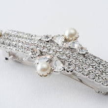 画像をギャラリービューアに読み込む, バレッタ ラインストーン スワロフスキー クリアカラー & パール / グレー