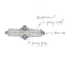 画像をギャラリービューアに読み込む, バレッタ ラインストーン スワロフスキー クリアカラー & パール / グレー