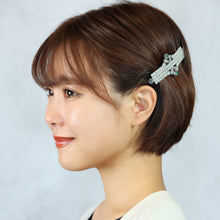 画像をギャラリービューアに読み込む, バレッタ ラインストーン スワロフスキー クリアカラー & パール / グレー