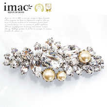 画像をギャラリービューアに読み込む, バレッタ ラインストーン パール クリアカラー ホワイト 留金6cm 149363