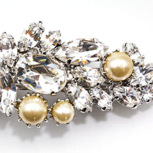 画像をギャラリービューアに読み込む, バレッタ ラインストーン パール クリアカラー ホワイト 留金6cm 149363