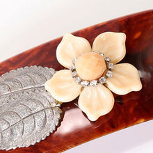 画像をギャラリービューアに読み込む, バレッタ ボヘミアングラス ベージュ フラワー 149495