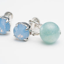 Load image into Gallery viewer, イヤリング アクアマリン 天然石 ラインストーン ブルー 149665