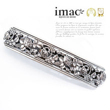 Load image into Gallery viewer, バレッタ レースメタル シルバー ローズ 留金8cm 149746