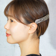 Load image into Gallery viewer, バレッタ レースメタル シルバー ローズ 留金8cm 149746