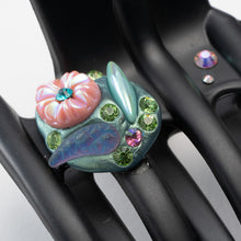 画像をギャラリービューアに読み込む, ヘアクリップ スターリリー ラインストーン ブラック ピンク グリーン フラワー 149756