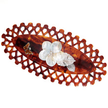 画像をギャラリービューアに読み込む, バレッタ 白蝶貝 七宝 ブラウン ホワイト フラワー バタフライ 149767