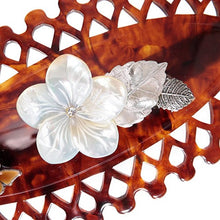 画像をギャラリービューアに読み込む, バレッタ 白蝶貝 七宝 ブラウン ホワイト フラワー バタフライ 149767