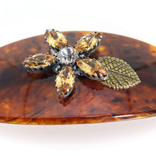 画像をギャラリービューアに読み込む, バレッタ ラインストーン ブラウン フラワー 149768