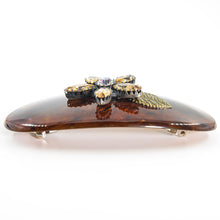 画像をギャラリービューアに読み込む, バレッタ ラインストーン ブラウン フラワー 149768