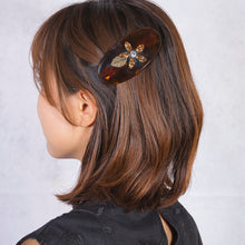 画像をギャラリービューアに読み込む, バレッタ ラインストーン ブラウン フラワー 149768