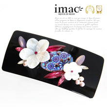 画像をギャラリービューアに読み込む, 白蝶貝、上質なボヘミアングラス、スワロフスキークリスタル、淡水パールを贅沢にあしらった、ラグジュアリーなデザインのバレッタ