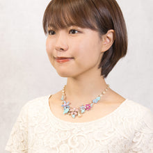 画像をギャラリービューアに読み込む, ネックレス ボヘミアングラス スワロフスキークリスタル パール パステルカラー フラワー149800