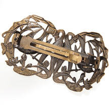 画像をギャラリービューアに読み込む, アンティーク調のレースメタルの曲線が美しいヘアバレッタ