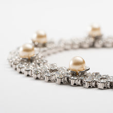 画像をギャラリービューアに読み込む, ネックレス&イヤリングセット ラインストーン パール クリアカラー ホワイト 149850 147849
