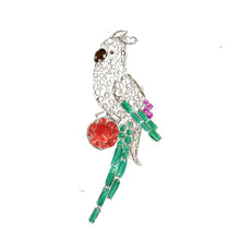 画像をギャラリービューアに読み込む, おうむモチーフのビジューブローチ