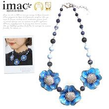 画像をギャラリービューアに読み込む, ネックレス 七宝 ソーダライト スワロフスキーパール ブルー フラワー 149922