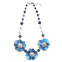 画像をギャラリービューアに読み込む, ネックレス 七宝 ソーダライト スワロフスキーパール ブルー フラワー 149922