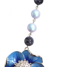 画像をギャラリービューアに読み込む, ネックレス 七宝 ソーダライト スワロフスキーパール ブルー フラワー 149922