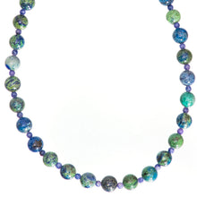 画像をギャラリービューアに読み込む, ネックレス アジュールマラカイト ソーダライト ブルー グリーン ラウンド ショート 43cm 149975