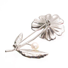 画像をギャラリービューアに読み込む, ブローチ 七宝 淡水パール ラインストーン レッド フラワー 150063 メール便