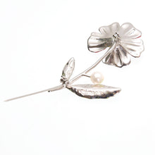 画像をギャラリービューアに読み込む, ブローチ 七宝 淡水パール ラインストーン レッド フラワー 150063 メール便