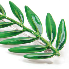 画像をギャラリービューアに読み込む, ブローチ 七宝グリーン葉 150073 メール便