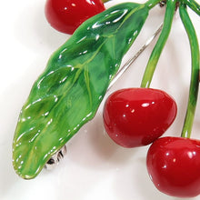 画像をギャラリービューアに読み込む, ブローチ 七宝 レッド グリーン チェリー 150075 メール便