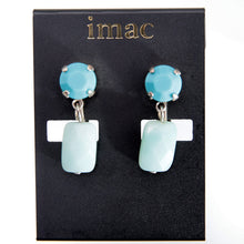 Load image into Gallery viewer, 淡い水色のアマゾナイトとスワロフスキークリスタルの組み合わせが上品なイヤリング
