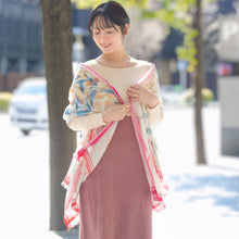 画像をギャラリービューアに読み込む, スカーフ コットン シルク レッド ピンク フラワー 150123