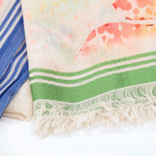 画像をギャラリービューアに読み込む, スカーフ コットン シルク ブルー グリーン フラワー 150134