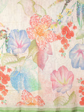 画像をギャラリービューアに読み込む, スカーフ コットン シルク ブルー グリーン フラワー 150134