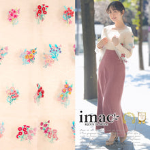 Load image into Gallery viewer, スカーフ シルク ホワイト レッド ブルー フラワー 刺繍 150136