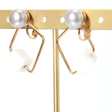画像をギャラリービューアに読み込む, イヤリング 淡水パール カルサイト グレー ホワイト ゴールド キューブ ジオメトリック 150169