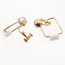 画像をギャラリービューアに読み込む, イヤリング 淡水パール カルサイト グレー ホワイト ゴールド キューブ ジオメトリック 150169