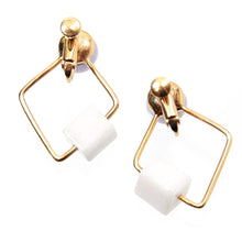画像をギャラリービューアに読み込む, イヤリング 淡水パール カルサイト グレー ホワイト ゴールド キューブ ジオメトリック 150169