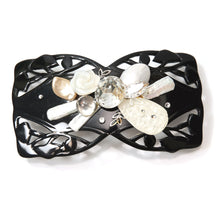 画像をギャラリービューアに読み込む, 白蝶貝とボヘミアングラス、淡水パールの組み合わせが華やかなヘアバレッタ