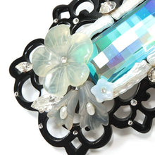 画像をギャラリービューアに読み込む, バレッタ 白蝶貝 淡水パール ジェイド アゲート ボヘミアングラス ラインストーン ブルー ホワイト クリアカラー 150280