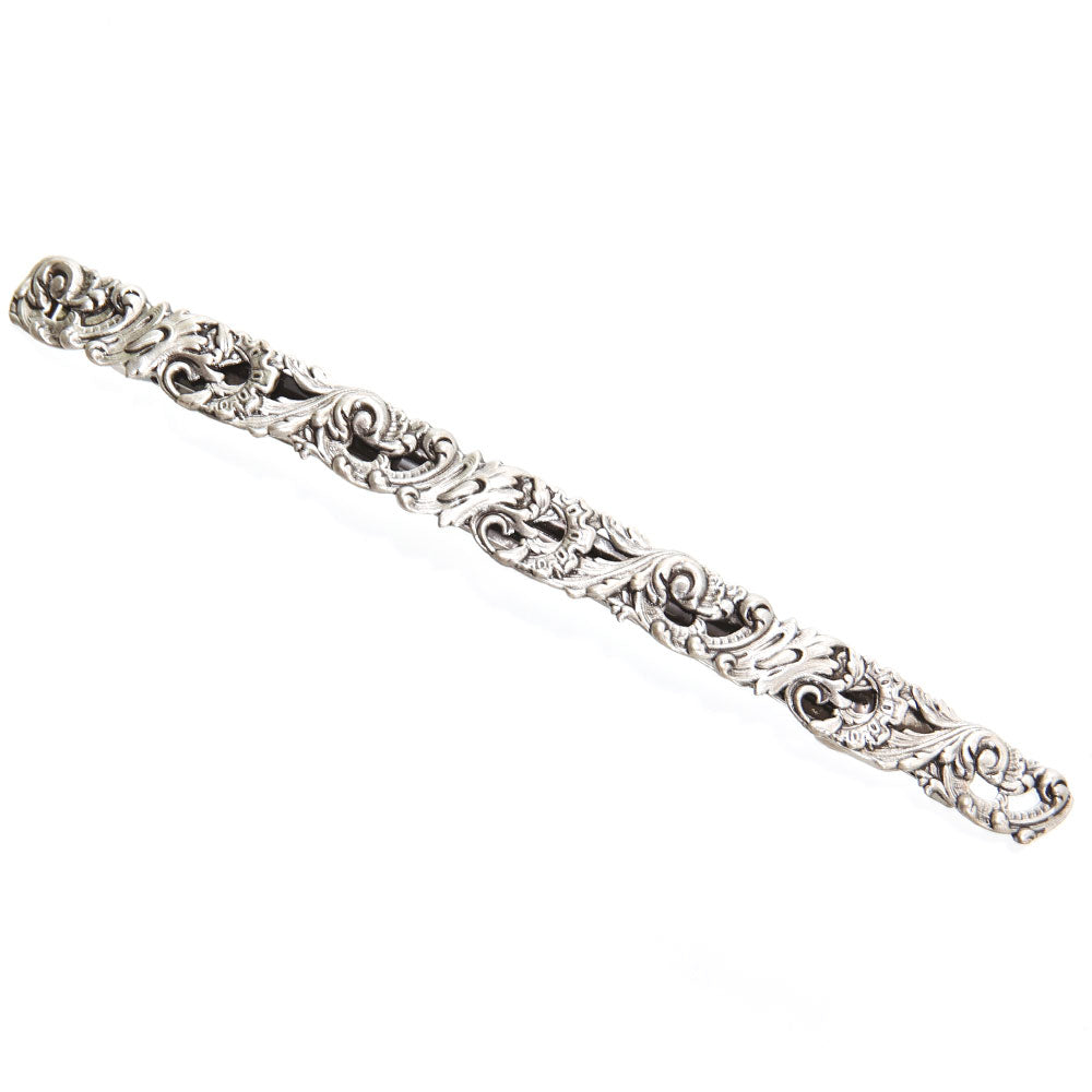 バレッタ レースメタル ボタニカル シルバー ロング 留金10cm 150332