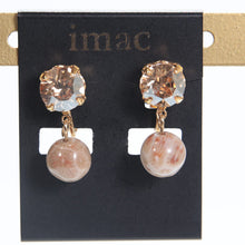 画像をギャラリービューアに読み込む, イヤリング コーラルフォッシル ラインストーン ベージュ ハンギング 150479