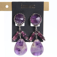 画像をギャラリービューアに読み込む, フランス製の台座に輝くアメシストとチェコ製のラインストーンを組み合わせた、イマックデザイナーによるオリジナルイヤリング