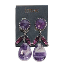 画像をギャラリービューアに読み込む, フランス製の台座に輝くアメシストとチェコ製のラインストーンを組み合わせた、イマックデザイナーによるオリジナルイヤリング