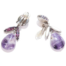 画像をギャラリービューアに読み込む, フランス製の台座に輝くアメシストとチェコ製のラインストーンを組み合わせた、イマックデザイナーによるオリジナルイヤリング